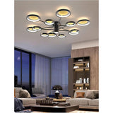 Geometric Multi Circle LED Flush Mount Ceiling Light Modern Black Industrial Chandelier Lighting