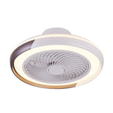 Modern White Flush Mount Bladeless Ceiling Fan with Dimmable LED Light for Low Ceilings