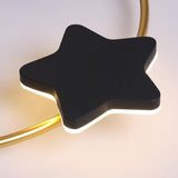 Modern Moon and Star Dimmable LED Flush Mount Ceiling Light for Nursery and Kids Bedroom