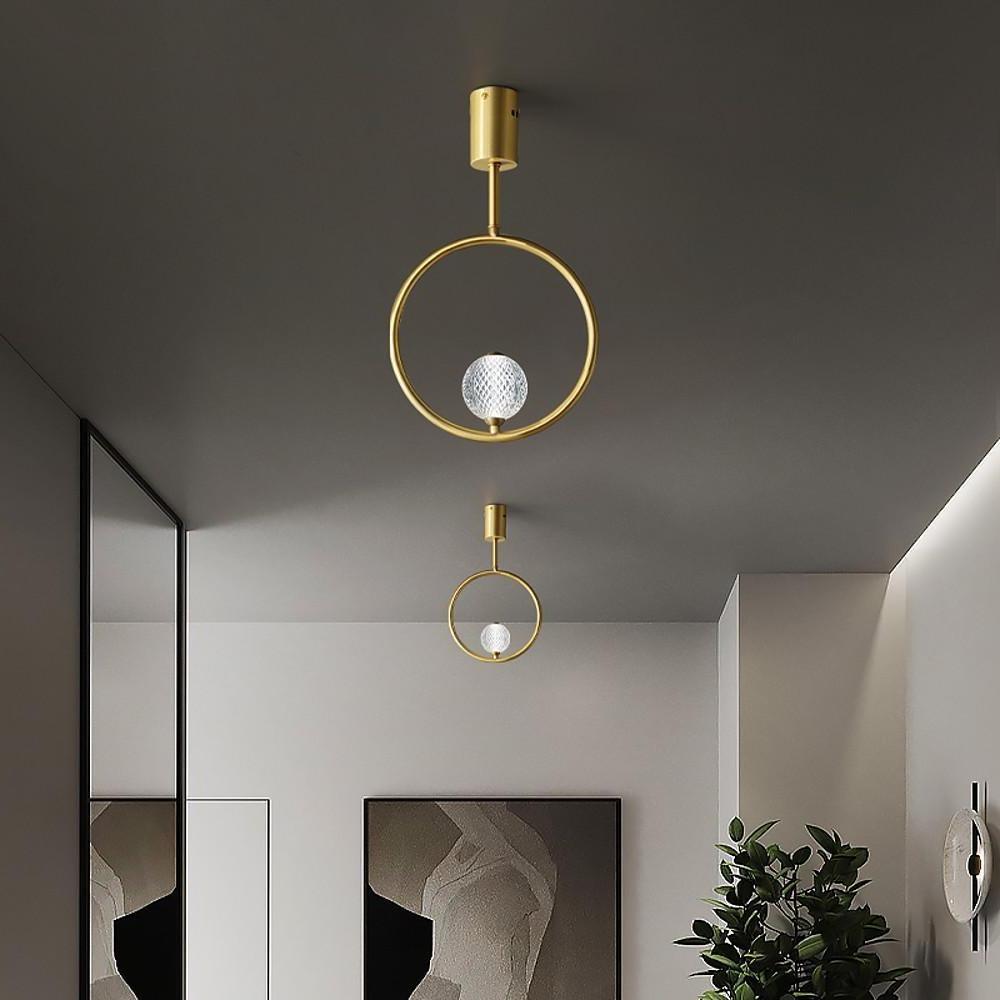 Modern Nordic Brass LED Flush Mount Ceiling Light with Ring Acrylic Globe Shade