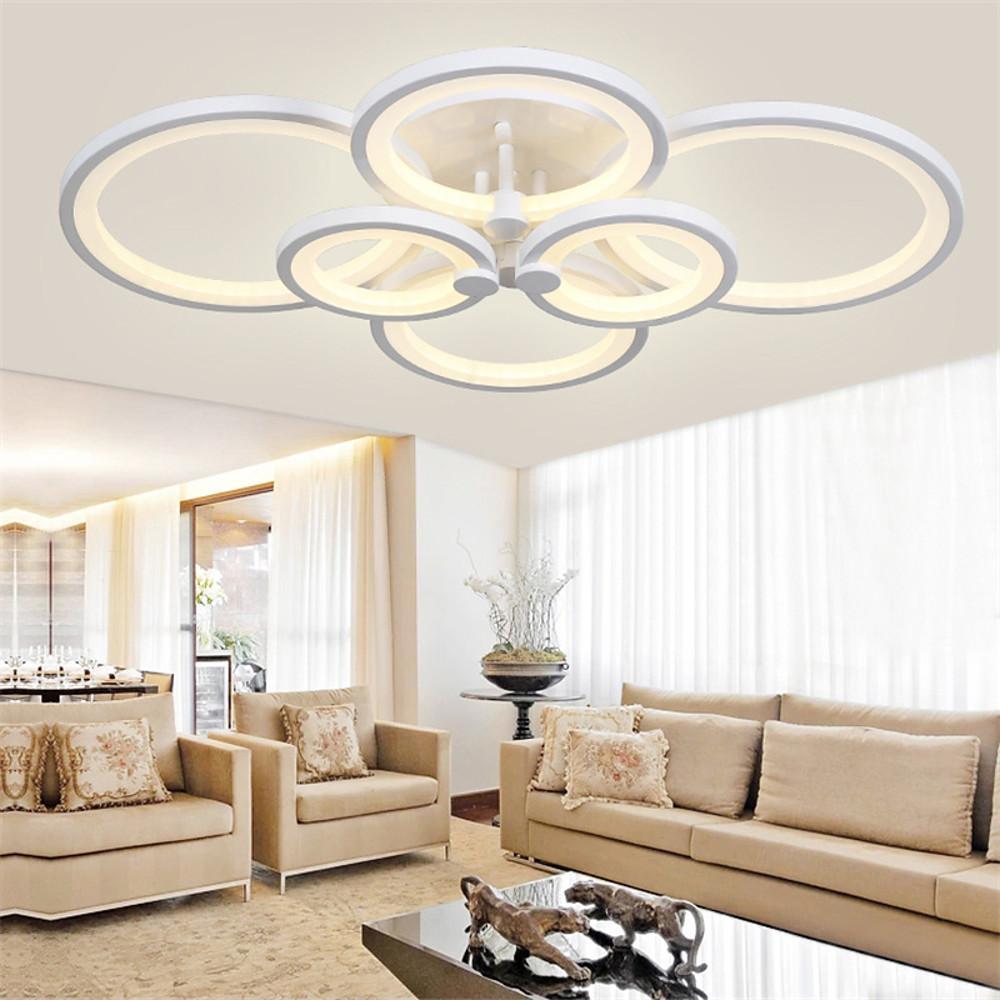 Modern Multi Ring LED Flush Mount Ceiling Light Dimmable Geometric Chandelier for Living Room