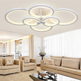 Modern Multi Ring LED Flush Mount Ceiling Light Dimmable Geometric Chandelier for Living Room