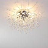 Modern 5 Light Crystal Branch Flush Mount Ceiling Light for Living Room and Bedroom