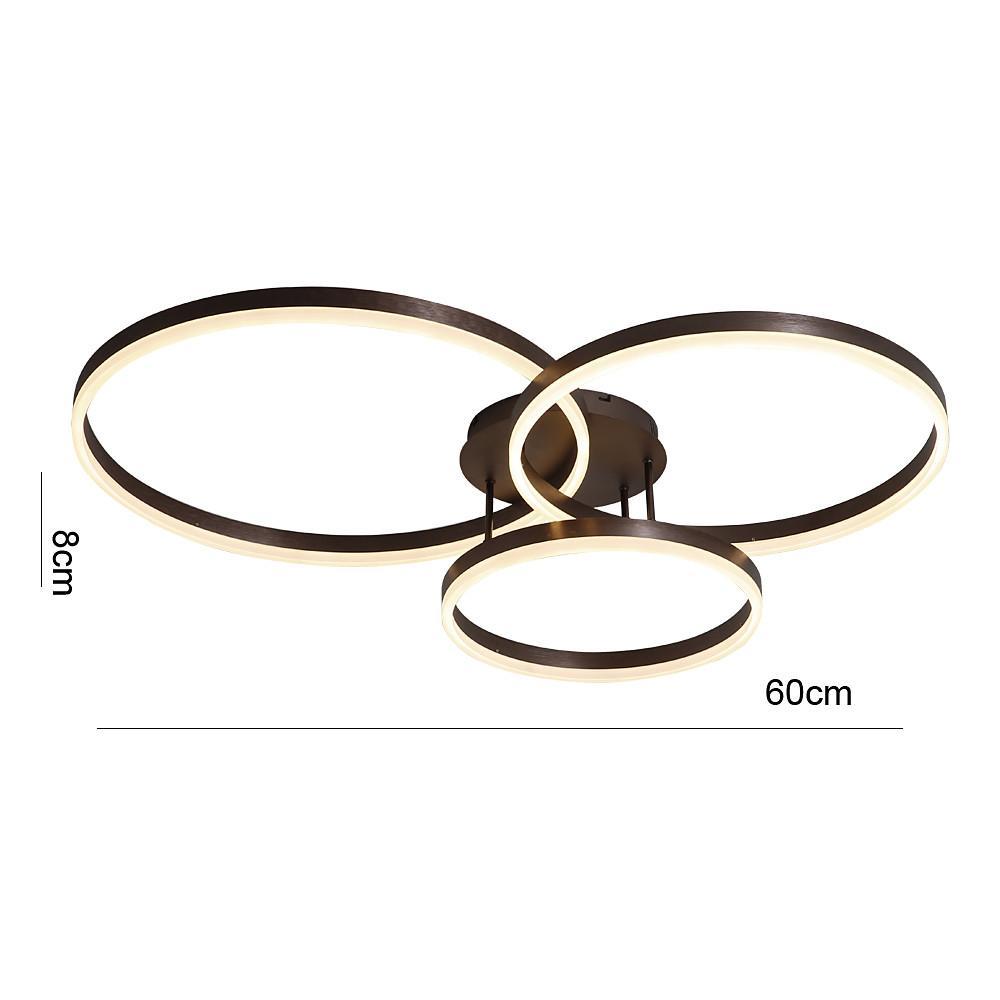 Contemporary Three Ring LED Flush Mount Ceiling Light Dimmable Geometric Metal Fixture