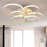 Contemporary 6 Light LED Flush Mount Ceiling Lamp with Metal and Silica Gel Geometric Design
