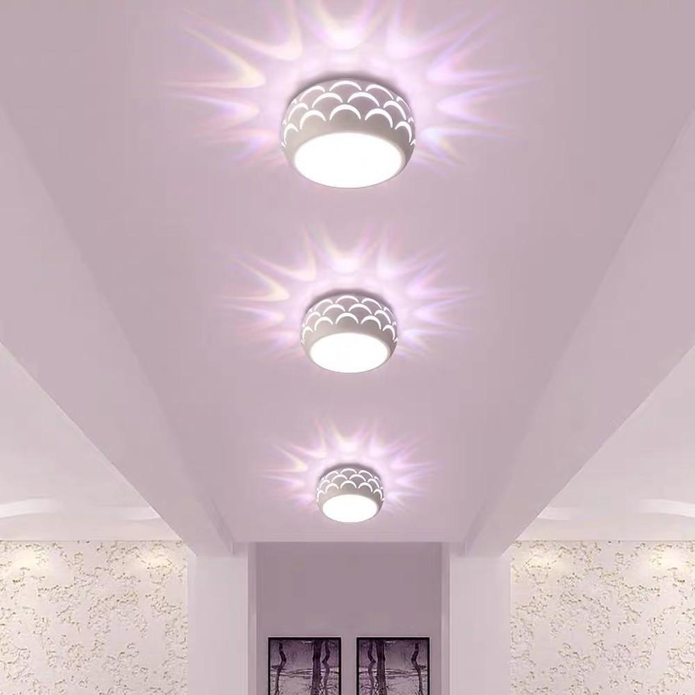 Modern Drum LED Flush Mount Ceiling Light Hollow Pattern Hallway Entryway Fixture