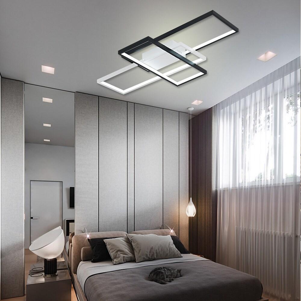 Modern Rectangular 3 Tier LED Flush Mount Ceiling Lamp Large Geometric Integrated Lighting Fixture