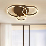 Contemporary Three Ring LED Flush Mount Ceiling Light Dimmable Geometric Metal Fixture