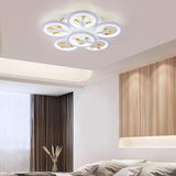 Modern White Flower LED Ceiling Light Dimmable Flush Mount Nordic Bedroom Fixture