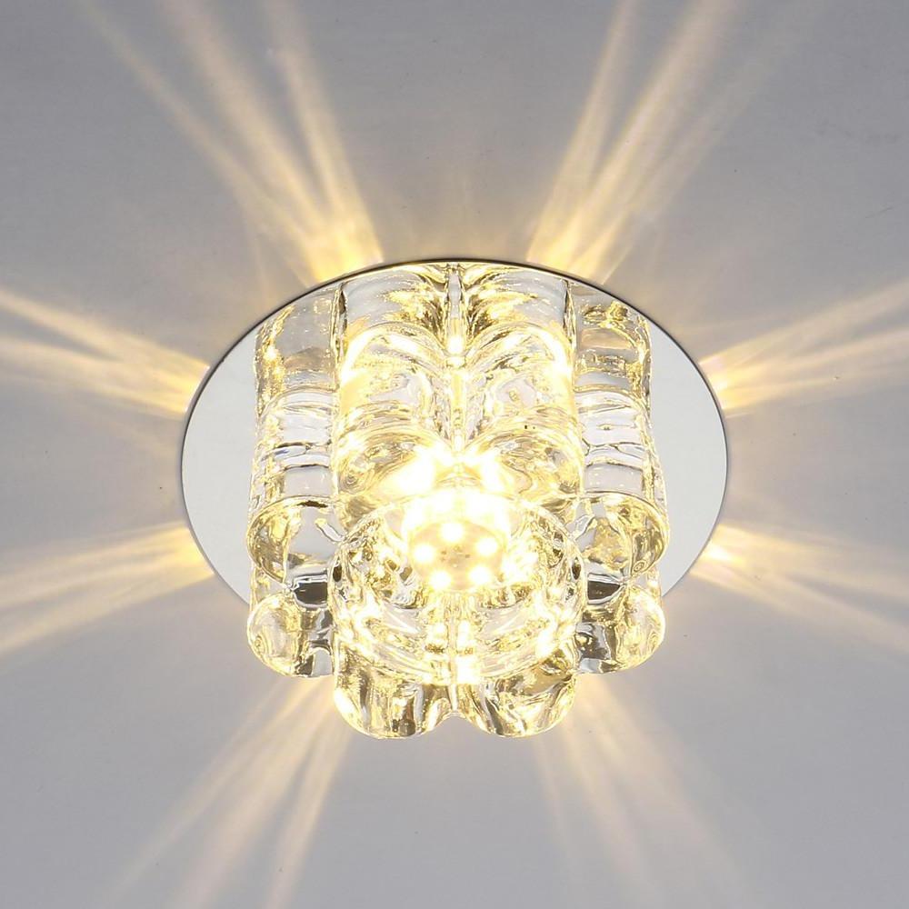 Modern Geometric Crystal Floral LED Flush Mount Ceiling Light for Hallway with RGB Multi Color Effects