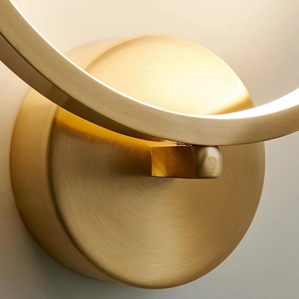 Modern Copper LED Flush Mount Ceiling Light Geometric Circular Gold Finish Three Light Fixture