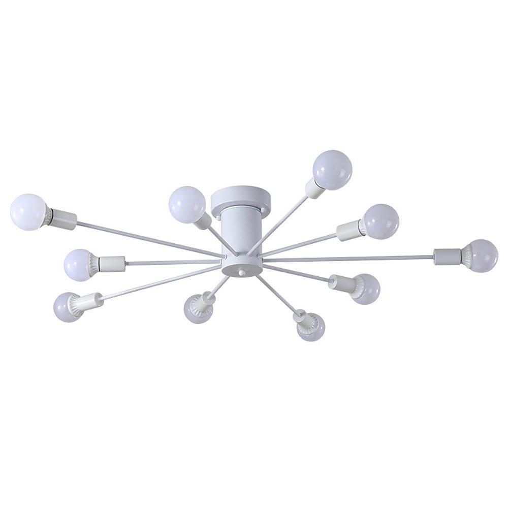 Modern 10 Light Metal Flush Mount Ceiling Fixture for Industrial Kitchen and Large Living Spaces