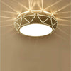Modern Geometric Drum Shaped LED Flush Mount Ceiling Light for Living Room and Bedroom