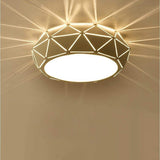 Modern Geometric Drum Shaped LED Flush Mount Ceiling Light for Living Room and Bedroom