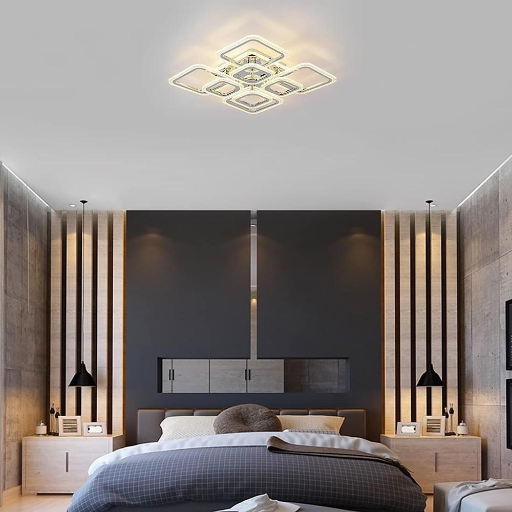 Modern Geometric LED Flush Mount Ceiling Lamp 5 Square Acrylic Light Fixture for Living Room