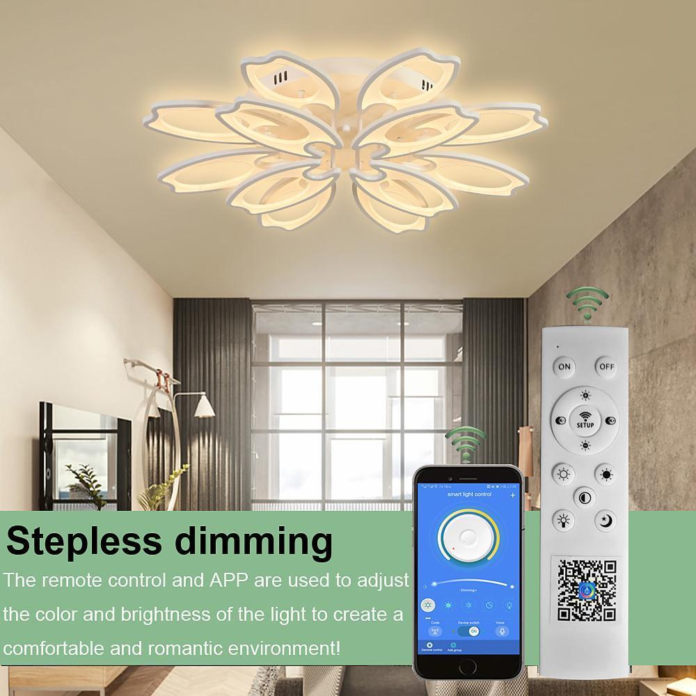Modern Flower Petal LED Flush Mount Ceiling Light Dimmable White Petal Design Fixture