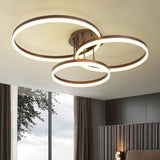 Modern Triple Ring LED Flush Mount Ceiling Light Large Metal Acrylic Dimmable Fixture 35 Inch