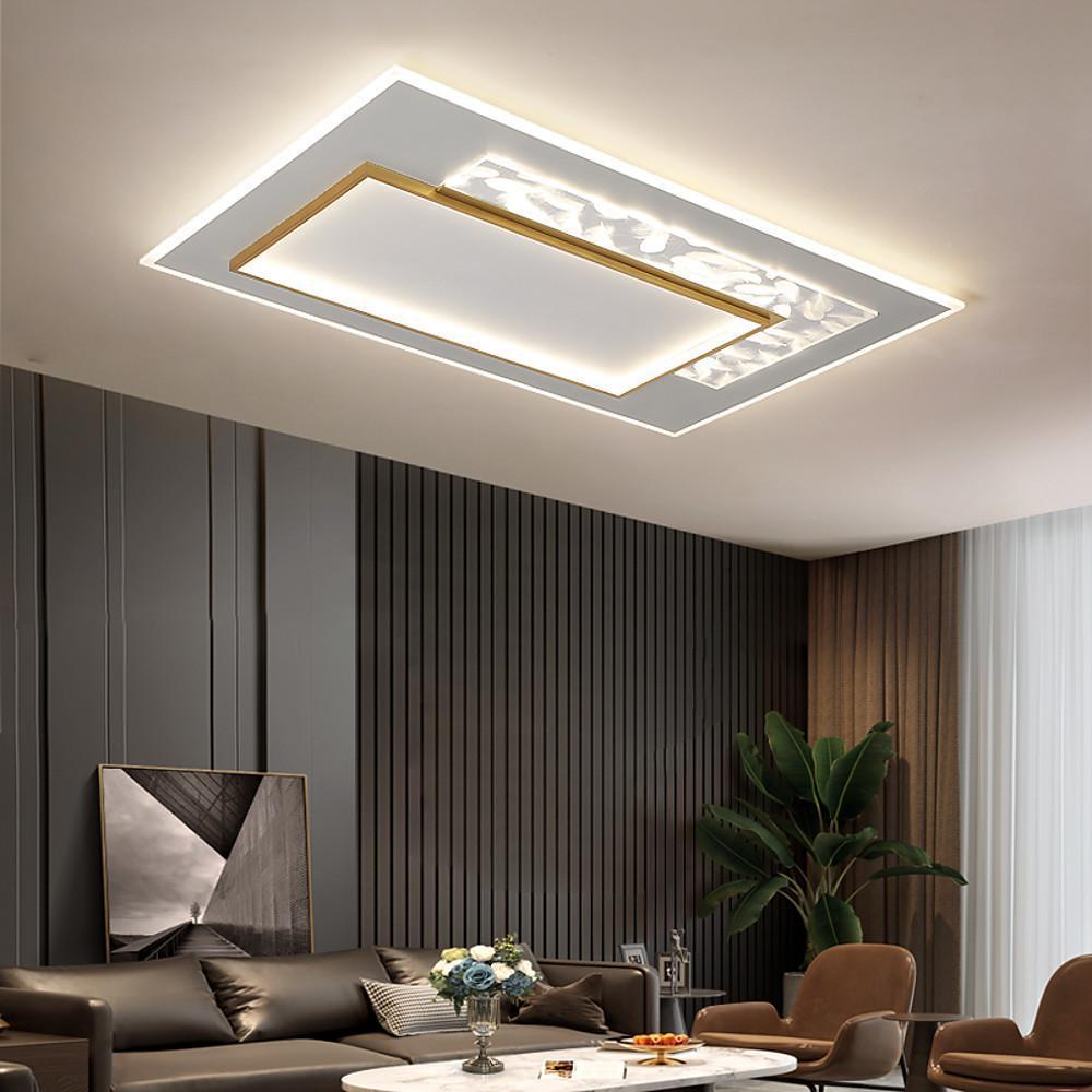 Modern Geometric Square Pattern Metal LED Flush Mount Ceiling Light Fixture
