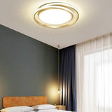 Modern Circular LED Flush Mount Ceiling Light for Bedroom and Living Room in Black or Gold