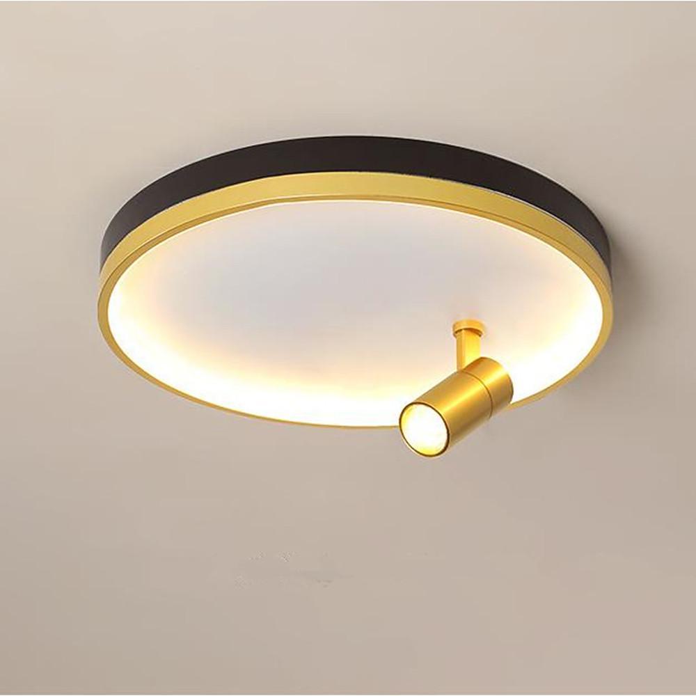 Modern Round LED Flush Mount Ceiling Light with Adjustable Spotlight and Dimmable Remote Control