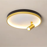 Modern Round LED Flush Mount Ceiling Light with Adjustable Spotlight and Dimmable Remote Control