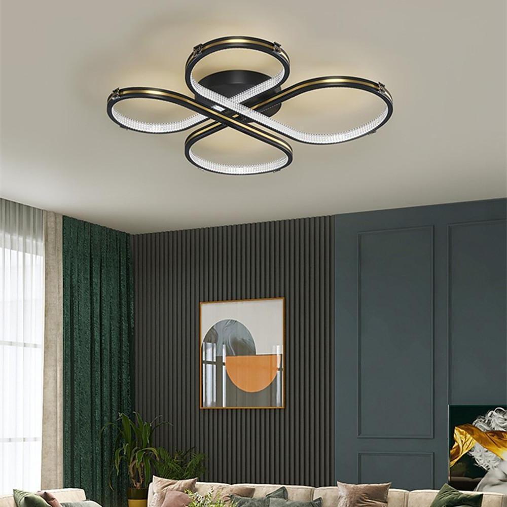 Modern Geometric Circle Flower LED Flush Mount Ceiling Light Dimmable Artistic Fixture