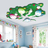 Modern Painted Glass Wildlife LED Ceiling Fixture for Baby Nursery and Kids Playroom