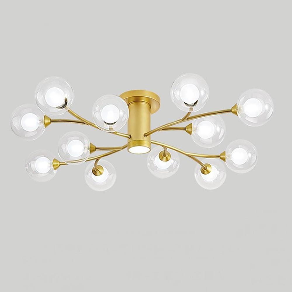 Modern Globe Glass LED Flush Mount Ceiling Light Industrial Metal Lantern Fixture