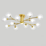 Modern Globe Glass LED Flush Mount Ceiling Light Industrial Metal Lantern Fixture